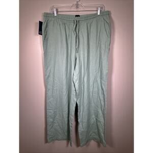GAP Linen Pull On Pants Womens L Green Wife Leg Comfy Beachy Boho‎ Dressy Preppy